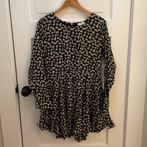 Fit/Flare Floral Long-Sleeved Dress